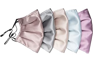Habac Studio Pack of 5 Satin Silk Face Masks Reusable Cover Bandana Balaclavas Face Masks Washable UK Black Face Mask with Nose Wire Pleated Face Mask for Women Men Adjustable.