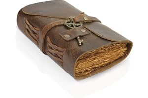 ‎WANDERINGS WANDERINGS Vintage Notizbuch Leder - 10 x 15cm - Kleines, Antikes Handgemachtes Leder Notizbuch Mit Büttenrandpapier - Perfekt Zum Schreiben, Als Notizbuch, Reisetagebuch, Tagebuch Für Erwachsene