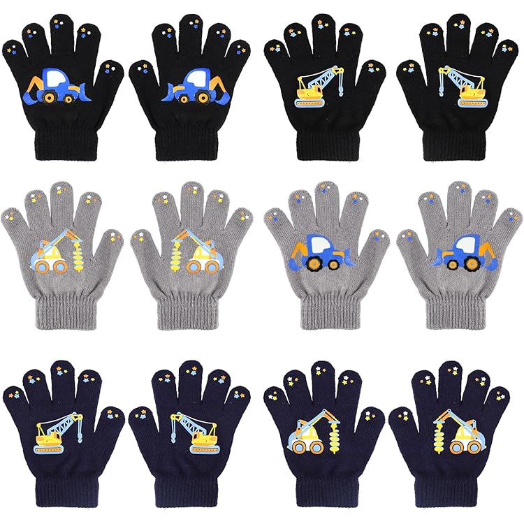 6 Paires Gants Enfants Extensibles – Taille 4-12 Ans, Unisexe – Tricot Chaud, Doigts Couverts, Couleurs Assorties