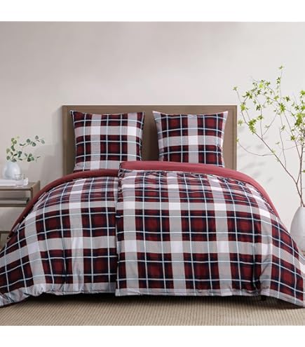 ABAKUHAUS Schotse ruit Dekbedovertrekset, Schotse Folklore Pattern, decoratieve 2-delige bedset met een siersloop, 170 x 220 cm - 75 x 50 cm