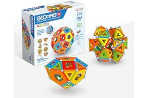 GEOMAG - MASTERBOX SUPERCOLOR 388 Pezzi - Costruzioni Magnetiche per Bambini dai 3 Anni- Fabbricazione Svizzera - Plastica 100% Riciclata- Blocchi di Costruzione con 144 Steli,96 Sfere,148 Piastrelle