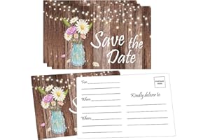 SMARSTICKER 4" x 6" Rustic Save The Date Postcards 50pcs Birthday Invitation Event Reminder Cards Wedding Invitation Cards with Mailing Side for for Wedding, Engagement, Anniversary, Baby Shower, Birthday Party