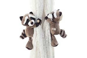 ED-Lumos 2 Alzapaños de Cortina Abrazaderas Cortinas Infantiles Hebillas Cuerda de Cortina Corbata Cortinas Correas de Cortinas Dormitotio niños Mapache