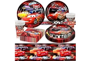 Amsixnt Pappteller Kindergeburtstag Partygeschirr 51-teiliges Party Set für Geburtstag Mottoparty - 7'' Pappteller, 9'' Pappteller, Servietten, Pappbecher, Tischdecke