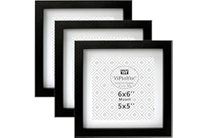 YIPINYIN Black 6 X 6 '' (15 x 15cm) Square Photo Frame Set Of 3 with mount for 5x5'', Garllery 5x5'' Picture Frame, 6 x 6'' photo frames For Wallmounted & Desk Top