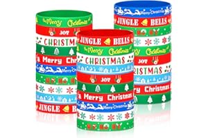 RICEDUO 30 Pack Christmas Silicone Bracelets Bulk for Kids, Rubber Wristbands for Holiday Party Favors Supplies, 10 Styles Xmas Cute Bracelets Bulk for Christmas Stocking Stuffers & Photography Props