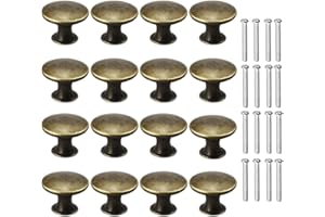 SZCXDKJ Okrągłe gałki do szuflad, brązowe szuflady do szafek kuchennych ze śrubami, vintage, miedziane okrągłe gałki do szuflad, szafy, drzwi szafy, 16 szt