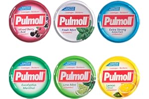 6 x 45g PULMOLL MIX Collection (Sugar Free) with Gift from Dekond