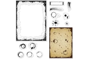 CRASPIRE Macchie Timbri Trasparenti Bordi Macchie di Caffè Inchiostro e Lavaggio Trasparente Silic1 Timbro Timbro di Gomma per Scrapbooking Album Fotografico di Compleanno 4.3 x 6.3 x 0.1 Pollici