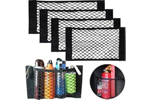 Yueser Car Storage Net, 4 Pack Car Net Mesh Cargo Elastic String Nets Boot Mesh Bag Cars Trunk Storages Nets Cars Storages Pockets Cargo Rear Trunk Seat Organizer Pockets (4 Sizes)