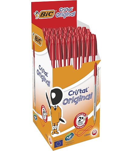 Bic Cristal Stic Kugelschreiber – 1,0 Mm Mittelspitze, Rote Tinte, 20 Stück | Transparentes Gehäuse | Für Schule, Büro & Alltag