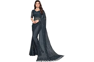 IMTRA FASHION Indischer Netz Sari Für Damen Traditioneller Sari Mit Nicht Genähter Bluse
