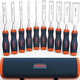 Presch Wood Chisel Set 10 pcs Incl. Bag - Fully Sharp (6, 10, 12, 16, 18, 20, 24, 26, 32, 38 mm) - With 25&deg; Wedge Angle and a