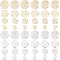 PH PandaHall 80 Connettori Per Gioielli Piatti Rotondi – Ottone Placcato Oro 24K, 4 Misure (6-12 Mm)