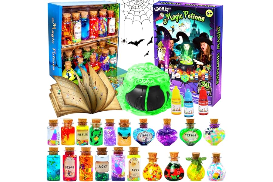 LDomet Magic Potions Kit for Kids - Mix 20 Fairy Dust Potion Bottles, Halloween Christmas Party Decorations, Creative Gift Craft Toy for Boys Girls Ages 6 7 8 9 10+