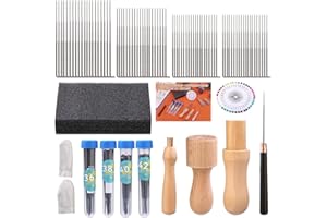 SUVSOON 126 PCS Needles Felting Tools, Wool Felting Tool Kit with 4 Sizes Felting Needles, 3 Models of Wooden Handles Needle Felting Kit for Beginner DIY Felting Projects, silver, (CZ-02)