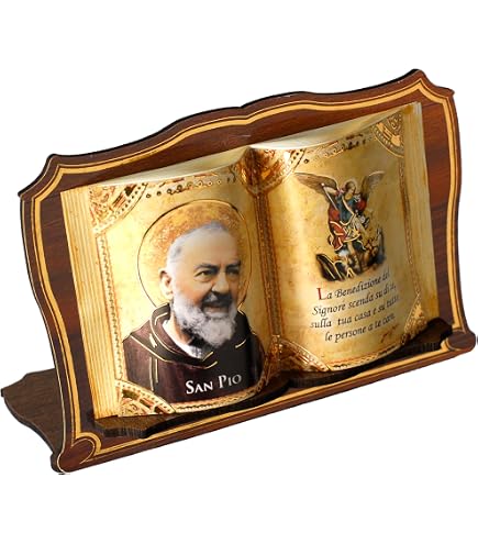 Diptyque Bois Padre Pio Et Madonna - Impression Or 11x8cm - Idée Cadeau Religieux