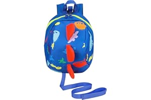 ZhiheHui Dinosaur Backpack for Toddler Boys and Girls Child Toddler Backpack with Reins Anti Lost Children Mini Backpack 1-4 Years Old Toddler with Strap Backpack (Dark Blue)