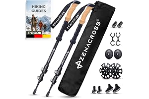 Zenacross® Kij teleskopowy – ultralekkie, regulowane kije do nordic walking dla mężczyzn i kobiet z uchwytem z naturalnego korka