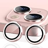 Babilden iPhone 15 İle Uyumlu Kamera Lens Koruyucu Al&uuml;minyum Alaşım &Ccedil;er&ccedil;eveli Tempered Glass (Pembe)