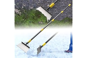 DAKEPOLE Reinigungsschaufel mit Stiel 165 cm, Unkraut Entferner Gerät Unkrautschaber, Multifunktionale Flache Gartenschaufel, Moosentferner zum Jäten, Kratzen, EIS Entfernen
