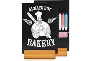 Moco Moment 2 Pack A4 Chalk Board Sign Erasable Tabletop blackboards with Wooden Stands Menu Chalkboards for Party, Tables Decoration, Bar and Restaurant (2 Pack, A4)
