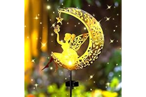 DAZZTIME solarny dekoracje ogrodowe, lampa solarna dla ogrodu, elfów/wróżki kwiatów, wodoszczelna, aniołek metalowy, użycie na zewnątrz