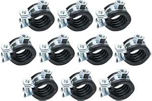AERZETIX - Set di 10 - Fascette isofonico - supporto di fissaggio con guarnizione - per tubo Ø1/2'' - DIN EN 10111 - in acciaio zincato - da avvitare М8 - C49868