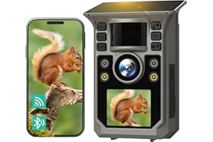 FKPCAM Wildkamera mit Handyübertragung APP, Solar WLAN 4K HD Video 64MP Eingebaute 7500mAh Wiederaufladbare Batterie, Vollfarbige Nachtsicht, 64GB Speicherkarte, IP67 Wasserdicht, 130° Weitwinkel