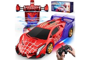 MIRTHIGIG Voiture Télécommandée Transform Spider, Yeux Clignotants & Lumières Sous le Châssis, Voiture RC 2,4 GHz & Robot Rotation 360° Jouet Garçon 3 4 5 6 7 8 9 10 Ans Jeux Enfant 3-12 Ans Cadeau Anniversaire