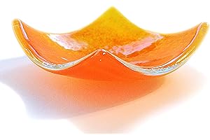 JAYNE BRITTON Gold blend fused glass ring dish, colour therapy, crystal bowls, display dishes, trinket bowl, small bowl, yellow orange