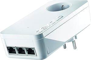 Devolo 9897 dLAN 1200 Triple+ adaptateur CPL (Internet à 1200 Mbps via la prise électrique, 3 ports Gigabit, 1 adaptateur CPL, prise de courant intégrée, adaptateur réseau, blanc