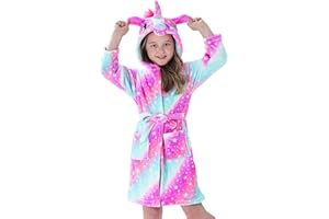 BRINNY Accappatoio per bambini Ragazzi 3D Animale Morbido Corte Unisex con cappuccio Fleece Unicorn Cosplay Accappatoio Dress Night Abbigliamento Della Notte Loungewear Age 2 3 4 5 6 7 8 9 10 11 12 13 anni