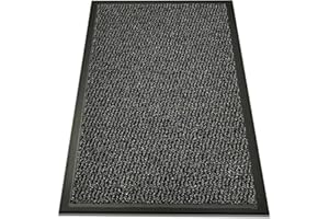 SAFRI Large/Small Grey Barrier Mat Heavy Duty Indoor Outdoor Dirt Trapper Door Mat Non-Slip Entrance Rug Shoes Scraper Absorbent Carpet (40cm_x_60cm)