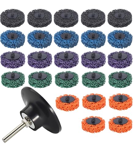 CSD Reinigungsscheiben-Set 21tlg. – 50 Mm Grobe Schleifscheiben Für Bohrmaschine, Zum Entrosten & Polieren, Mit 2 Spannschaften