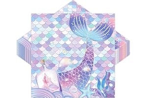 CHEUKKA 30 Stück Meerjungfrau Geburtstag Servietten,33 * 33CM Meerjungfrauen Servietten Kindergeburtstag,Meerjungfrau Kinder papierServietten Deko,Meerjungfrauen papierServietten Deko Junge Mädchen