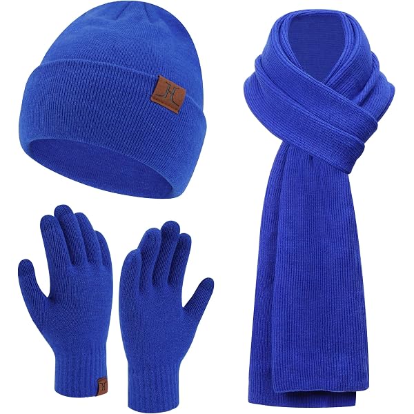 TAGVO Sciarpa per Cappello Invernale Berretto, Guanti Touch Screen 3 in 1 Kit di Accessori Caldi, Interna in Pile, Maglieria Elastica,Fit per Donne Signore Ragazze Ragazzi Adulti Bambini