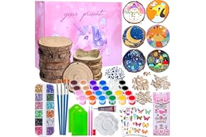 ECJWEI Basteln Bemalen Set für Kinder - Nachtleuchtend Holz Bastelsets Malset Kreatives Machen, DIY Bunte Kunsthandwerk Spielzeug Geschenke Kit für Jungen Mädchen Ab 5 6 7 8 9 10 11 12 Jahre