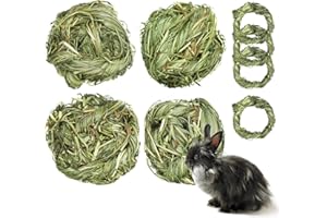 REYSHIN 8 Stück Kaninchen Spielzeug,Kauspielzeug für Meerschweinchen,Grasball aus natürlichem Lieschheu,Kaninchen-Zahnpflegefutter,geeignet für Meerschweinchen,Hasen,Chinchilla, Hamster, Rennmäuse