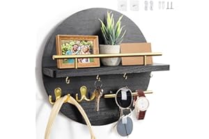 DXIUNOVE Portachiavi Muro,Legno Porta Chiavi Da Muro Per Casa,Portachiavi Da Parete Stile Rustico,Orbicolare Portachiavi Casaadatto Per Camere Da Letto, Corridoi, Cucine E Uffici (nero)