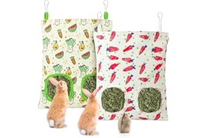 UPINS 2 Hay Bag for Rabbits 2-Hole Hanging Hay Feeder Guinea Pig Hay Bags, Hay Feeder for Rabbits Chinchillas Hamsters Small Pets and Animals