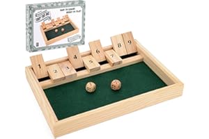Toyrific Shut The Box Game for 2 Players, Wooden Table Dice Classic Kids Family Travel Game