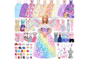 Miunana 95 Lalki Ubrania i akcesoria Moda Sukienki Topy Spodnie Strój Stroju Party Suknia Mini Sukienki kąpielowe Bikini Buty Księżniczka Skrzydła Wieszaki Torebka dla 11.5 calowej lalki