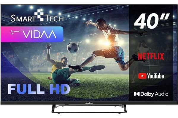 Smart Tech TV LED FHD 40' (101 cm) 40FV02V Smart TV VIDAA - Molotov, Netflix, Prime Video, Disney+, Youtube, Plex 3xHDMI - 2xUSB - Mode Hotel-2024