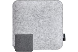 DuneDesign 30mm Cojín de Fieltro para Sillas 35x35cm Cuadrado 2-Colores Gris