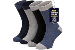 All Things Accessory 4 Pairs Mens Thermal Socks, Thick Hiking Socks, Breathable, Warm and Perfect for Outdoor Winter Wear, Uk 8-11