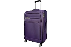 MY TRAVEL BAG Stoff Reisekoffer Trolley Erweiterbar mit Zwillingsrollen (M/L/XL/XXL oder 4er Set) Weichgepäck (Lila, Mittlerer Koffer (65cm))