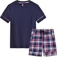 Pyjama Court Garçon 100% Coton - Motif "Danger" Rouge/Noir - T-shirt Et Bermuda - Taille 176