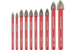 FOCSTOL Set Punte Trapano a Secco - 10 pezzi Set Punte in Carburo con Gambo Tondo per Legno Plastica Muratura Ceramica Piastrelle Cemento Marmo (5 * 2/6 * 4/8 * 2/10/12mm)