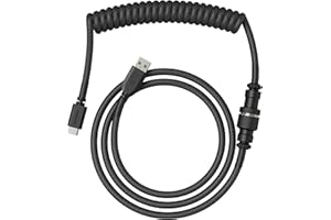 Glorious Gaming Premium Coiled Keyboard Cable - Vergoldetes USB-A (PC) auf USB-C (Tastatur), Schutz vor Kabelsalat, doppelt geflochtene Ummantelung, 5-poliger Aviator-Stecker - Phantom Black